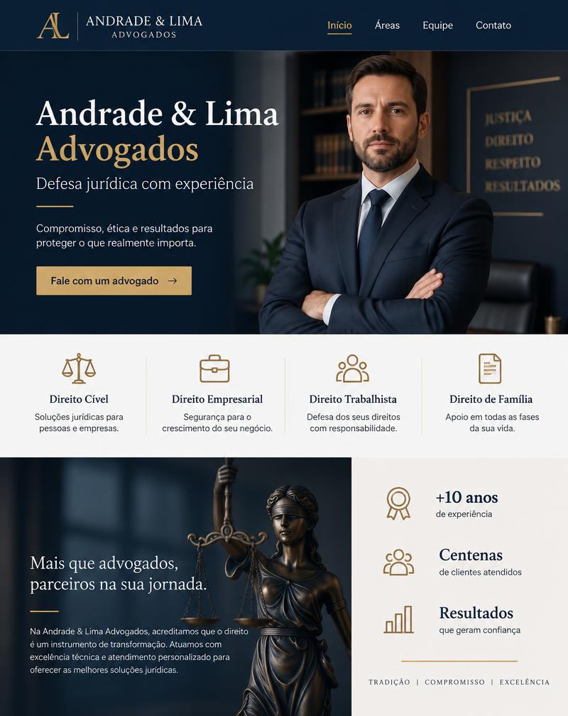 Exemplo de site criado para advocacia: Andrade & Lima Advogados