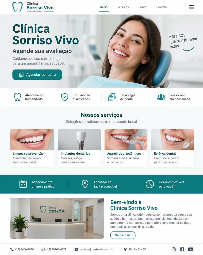 Exemplo de site criado para odontologia: Clínica Sorriso Vivo
