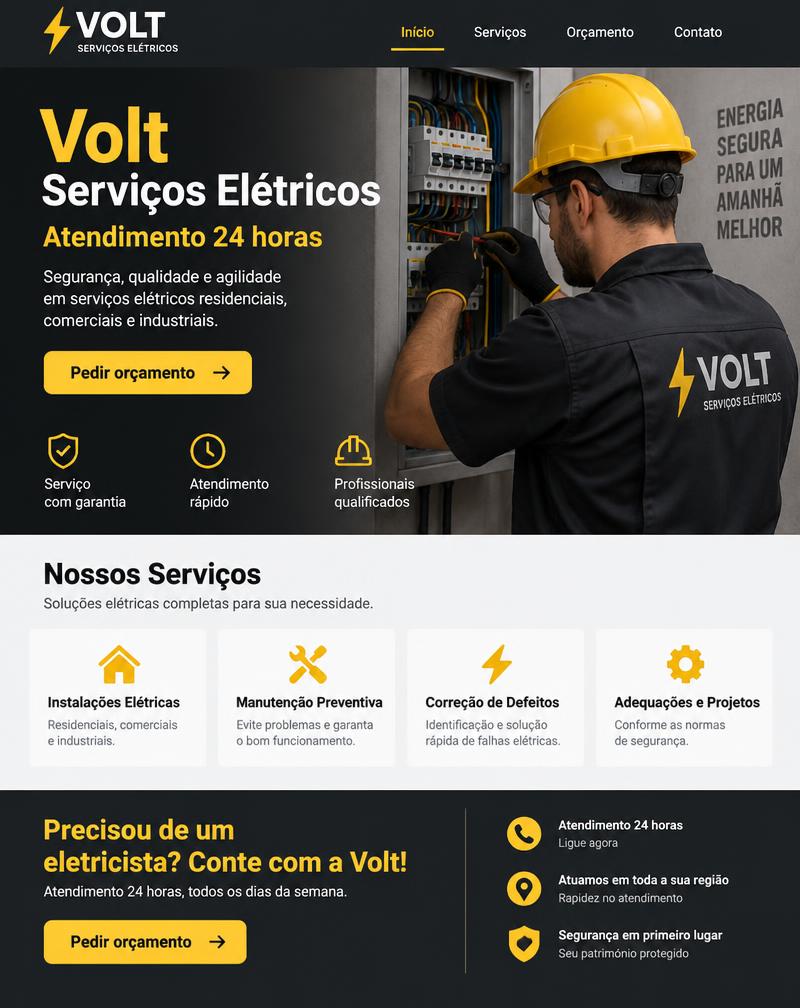 Exemplo de site criado para elétrica: Volt Serviços Elétricos